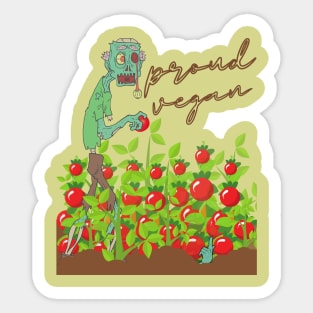 Proud Vegan Tomato Patch Halloween Melting Zombie Sticker